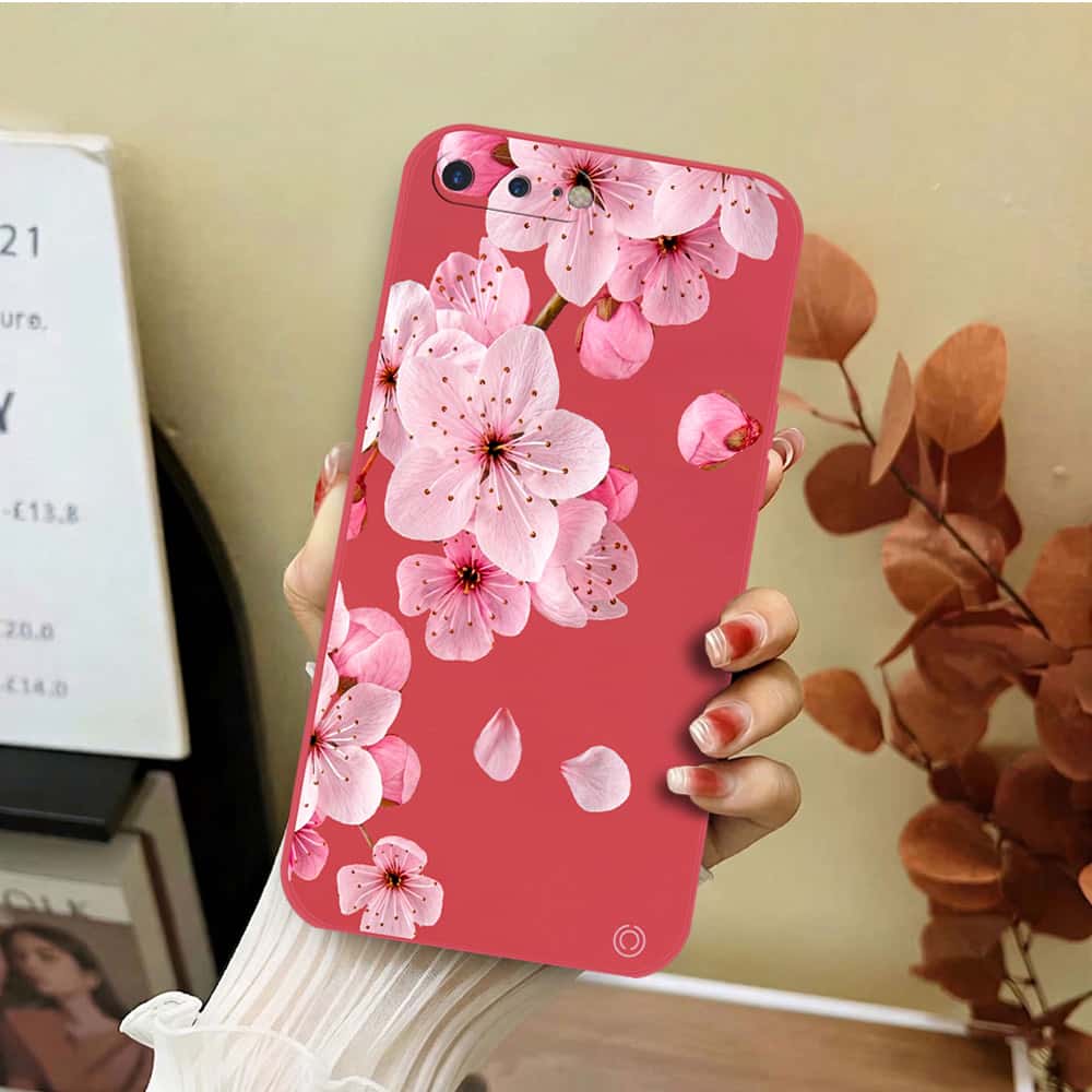iPhone 8 Plus / 7 Plus Cover - Red - D4 - ONation Nature Floral Series - HQ Liquid Silicone Soft Case