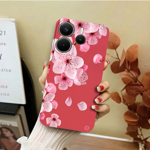 Xiaomi Redmi Note 14 4G Cover - Red - D4 - ONation Nature Floral Series - HQ Liquid Silicone Soft Case