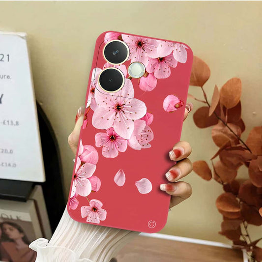 Oppo A5 Pro 4G Cover - Red - D4 - ONation Nature Floral Series - HQ Liquid Silicone Soft Case