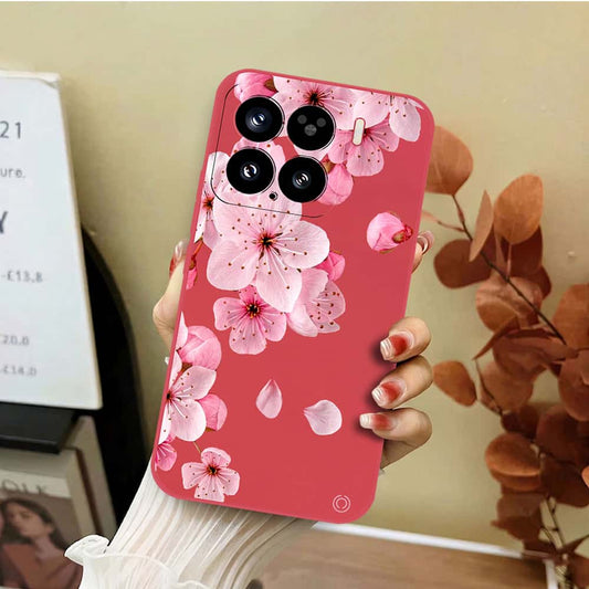 Xiaomi 15 Cover - Red - D4 - ONation Nature Floral Series - HQ Liquid Silicone Soft Case