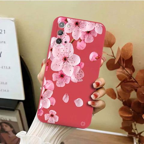 Samsung Galaxy Note 20 Cover - Red - D4 - ONation Nature Floral Series - HQ Liquid Silicone Soft Case