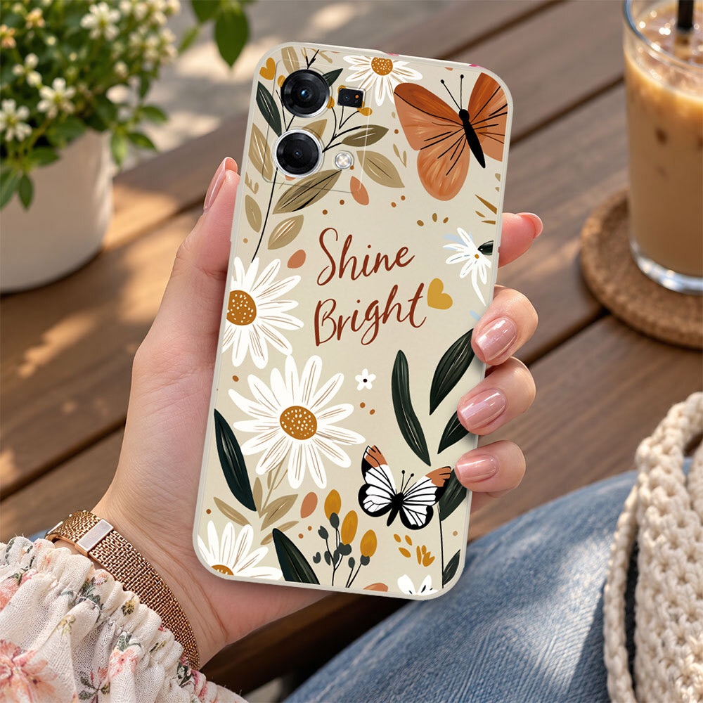 Oppo Reno 7 Lite Cover - Off White - D1 - ONation Petal Whismy Series - HQ Liquid Silicone Soft Case