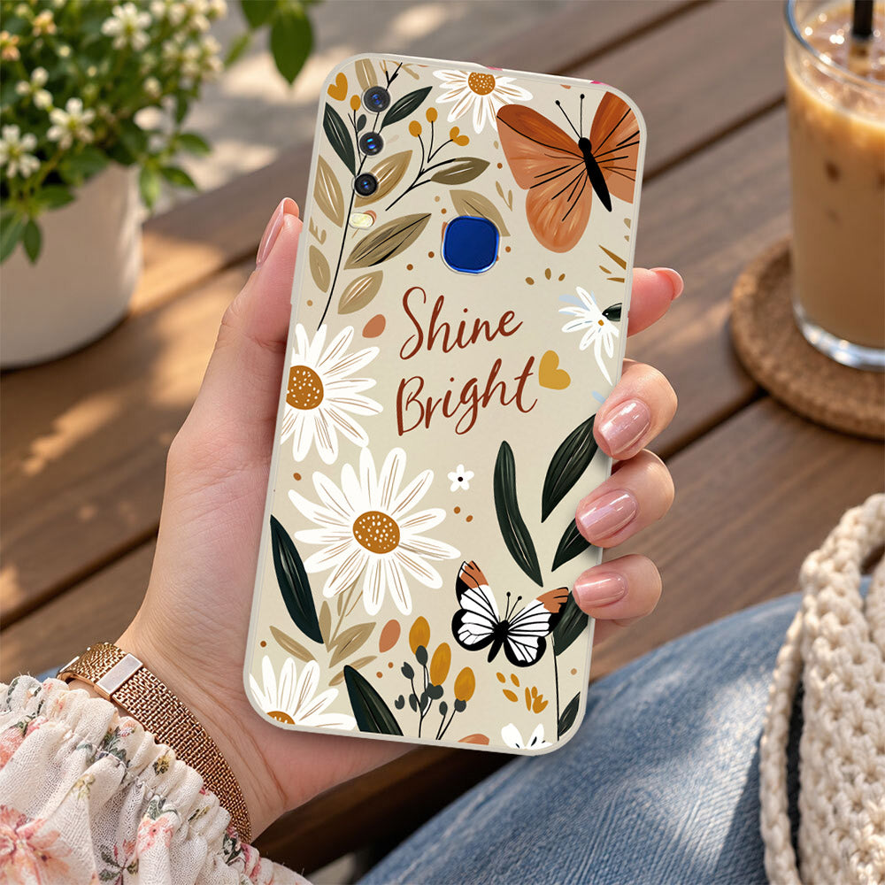 Vivo Y17 Cover - Off White - D1 - ONation Petal Whismy Series - HQ Liquid Silicone Soft Case