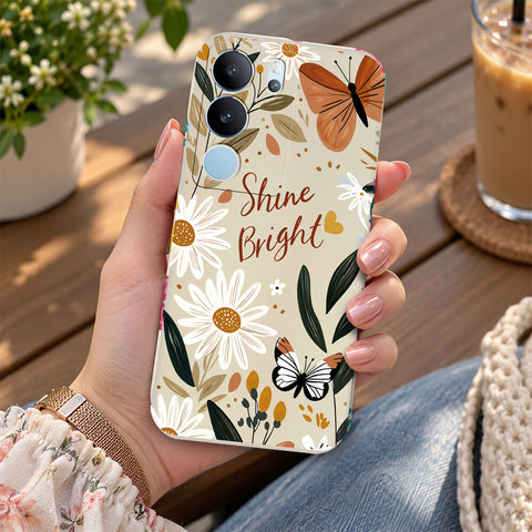 Vivo S17 Pro Cover - Off White - D1 - ONation Petal Whismy Series - HQ Liquid Silicone Soft Case
