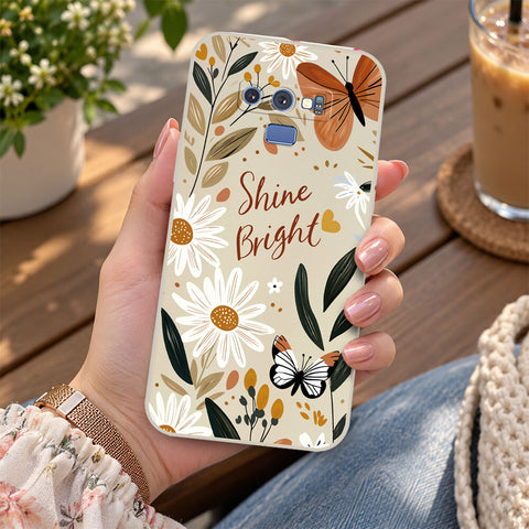 Samsung Galaxy Note 9 Cover - Off White - D1 - ONation Petal Whismy Series - HQ Liquid Silicone Soft Case