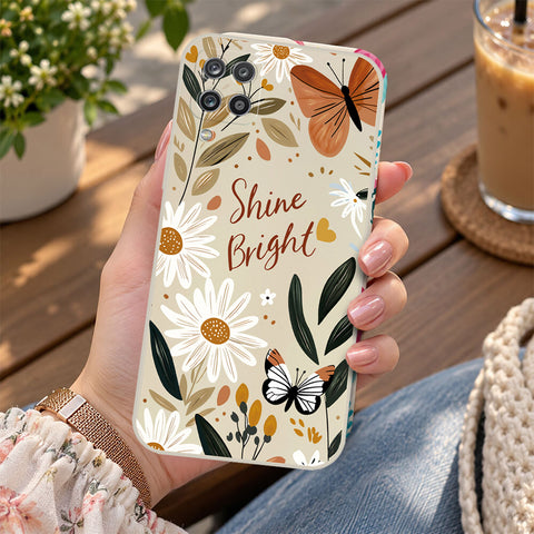 Samsung Galaxy A12 Nacho Cover - Off White - D1 - ONation Petal Whismy Series - HQ Liquid Silicone Soft Case