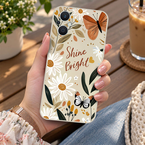Oppo Reno7 Z 5G Cover - Off White - D1 - ONation Petal Whismy Series - HQ Liquid Silicone Soft Case