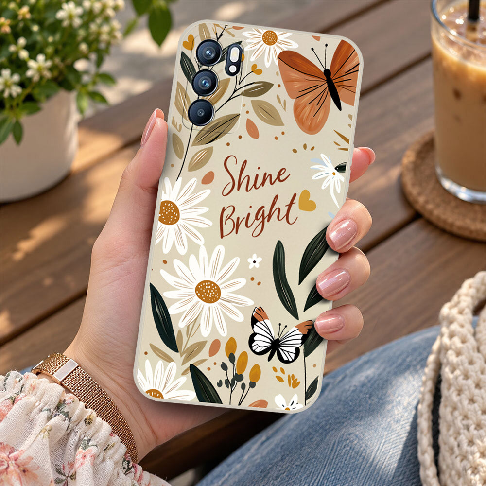 Oppo Reno 7 4G Cover - Off White - D1 - ONation Petal Whismy Series - HQ Liquid Silicone Soft Case
