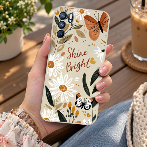 Oppo Reno 7 4G Cover - Off White - D1 - ONation Petal Whismy Series - HQ Liquid Silicone Soft Case