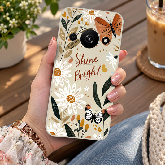 Xiaomi Redmi A3 Cover - Off White - D1 - ONation Petal Whismy Series - HQ Liquid Silicone Soft Case