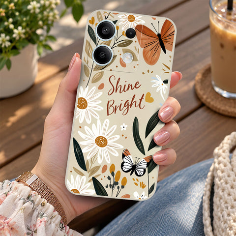 Xiaomi Redmi Note 13 Cover - Off White - D1 - ONation Petal Whismy Series - HQ Liquid Silicone Soft Case