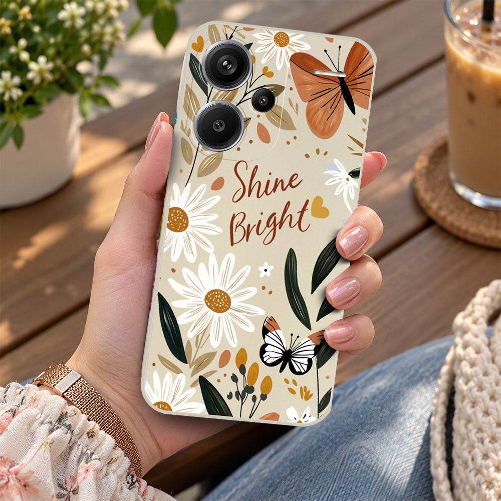 Xiaomi Redmi Note 13 Pro Plus 5G Cover - Off White - D1 - ONation Petal Whismy Series - HQ Liquid Silicone Soft Case