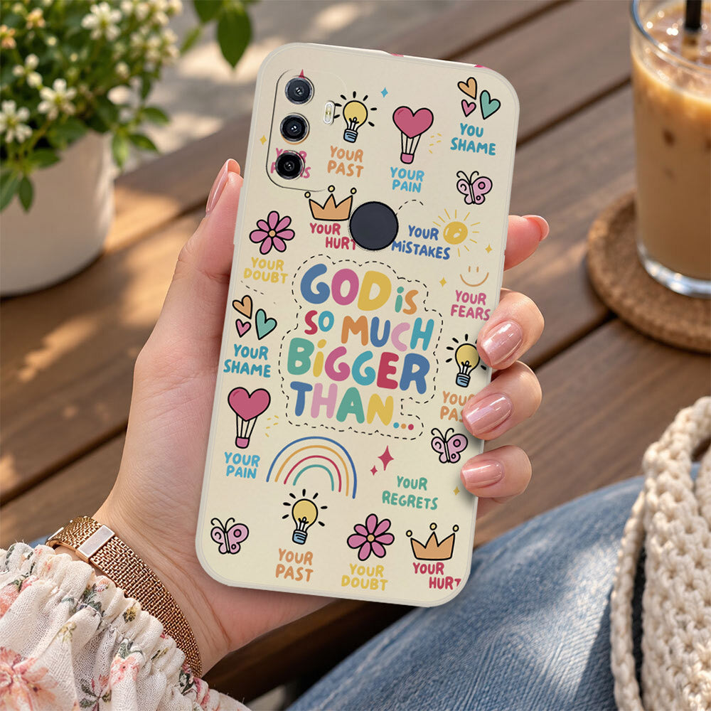 Oppo A32 Cover - Off White - D2 - ONation Petal Whismy Series - HQ Liquid Silicone Soft Case