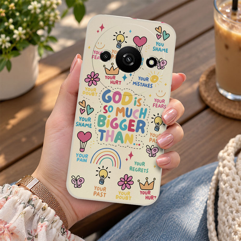 Xiaomi Redmi A3 Cover - Off White - D2 - ONation Petal Whismy Series - HQ Liquid Silicone Soft Case