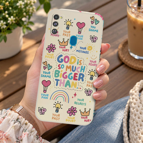 Samsung Galaxy M30s Cover - Off White - D2 - ONation Petal Whismy Series - HQ Liquid Silicone Soft Case