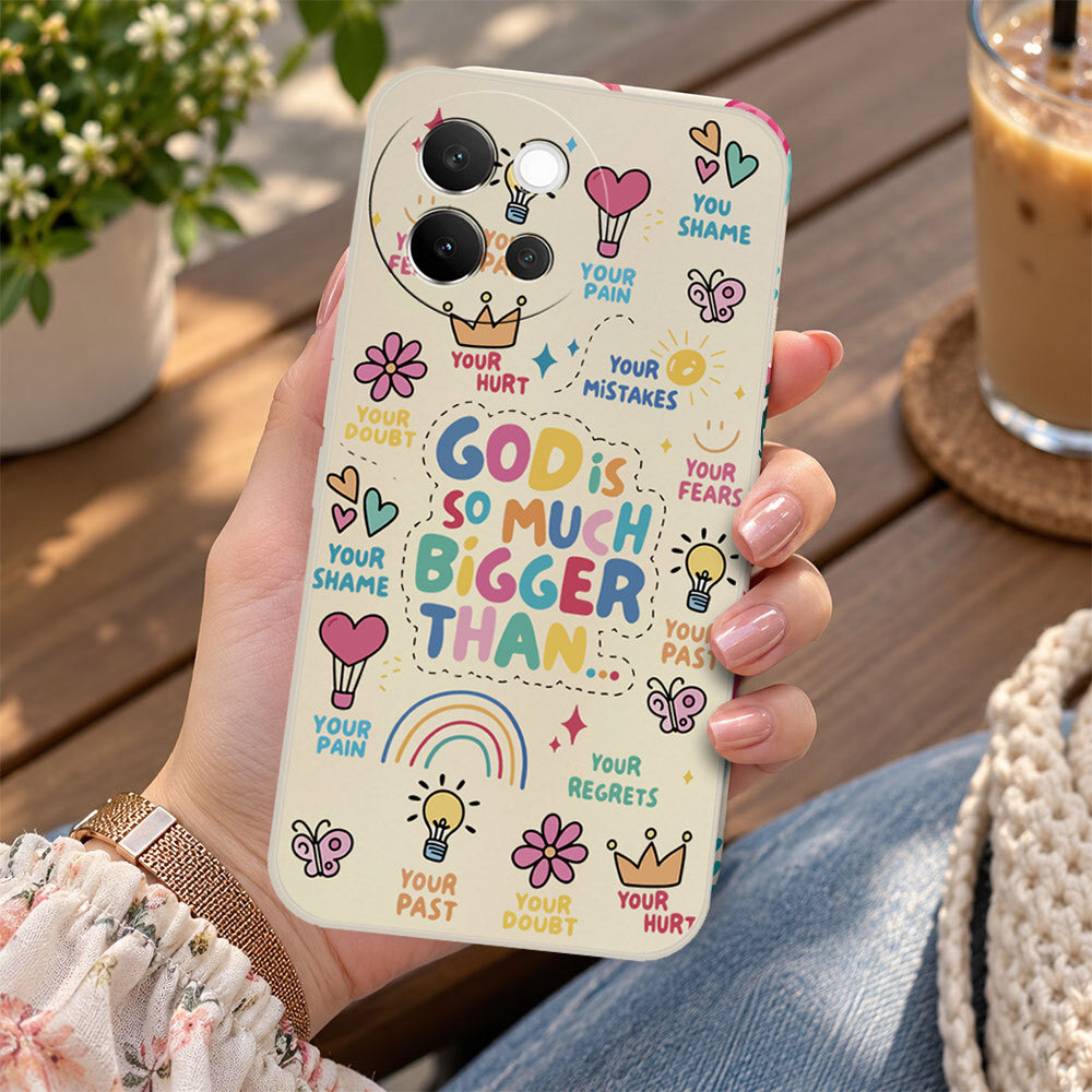 Vivo V40 Lite Cover - Off White - D2 - ONation Petal Whismy Series - HQ Liquid Silicone Soft Case