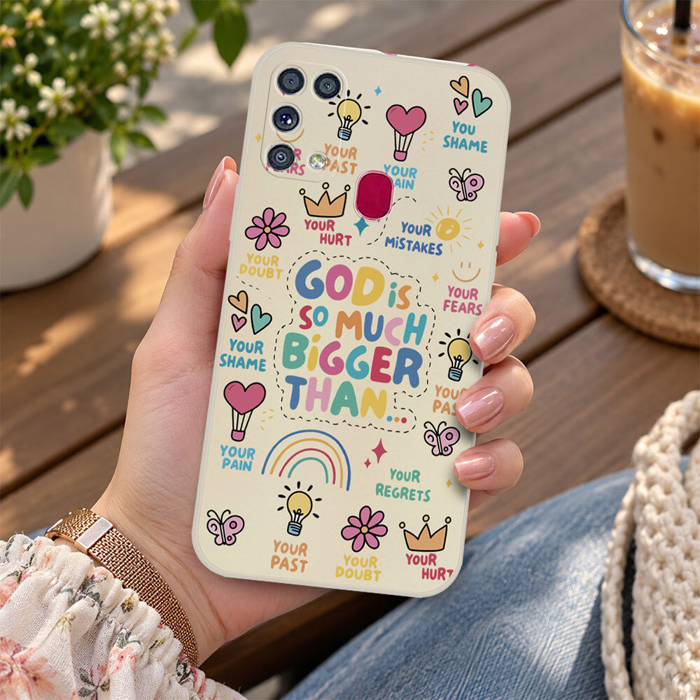 Samsung Galaxy M31 Cover - Off White - D2 - ONation Petal Whismy Series - HQ Liquid Silicone Soft Case