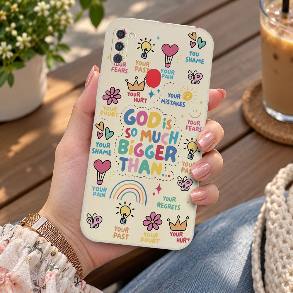 Samsung Galaxy A12 Cover - Off White - D2 - ONation Petal Whismy Series - HQ Liquid Silicone Soft Case