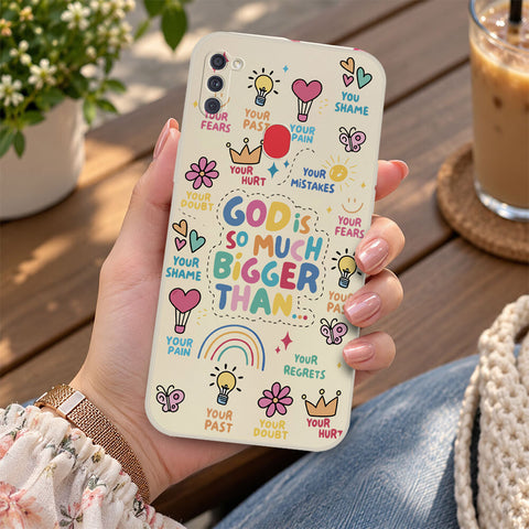 Samsung Galaxy A12 Cover - Off White - D2 - ONation Petal Whismy Series - HQ Liquid Silicone Soft Case