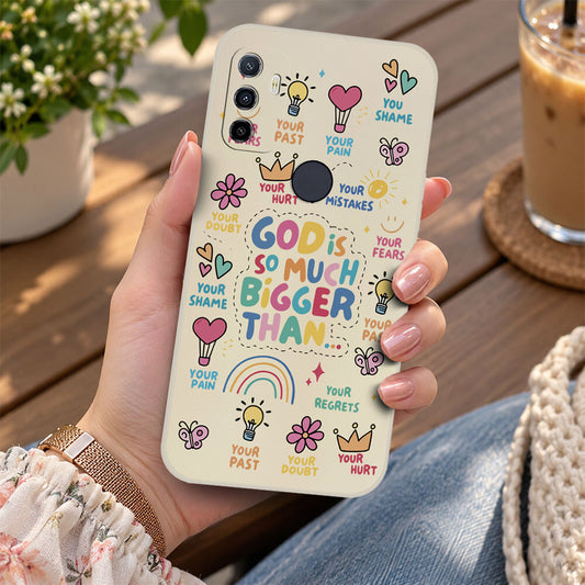 Oppo A32 Cover - Off White - D2 - ONation Petal Whismy Series - HQ Liquid Silicone Soft Case