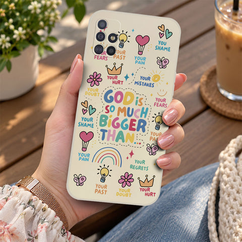 Samsung Galaxy A72 Cover - Off White - D2 - ONation Petal Whismy Series - HQ Liquid Silicone Soft Case
