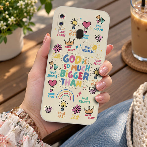 Samsung Galaxy A20s Cover - Off White - D2 - ONation Petal Whismy Series - HQ Liquid Silicone Soft Case