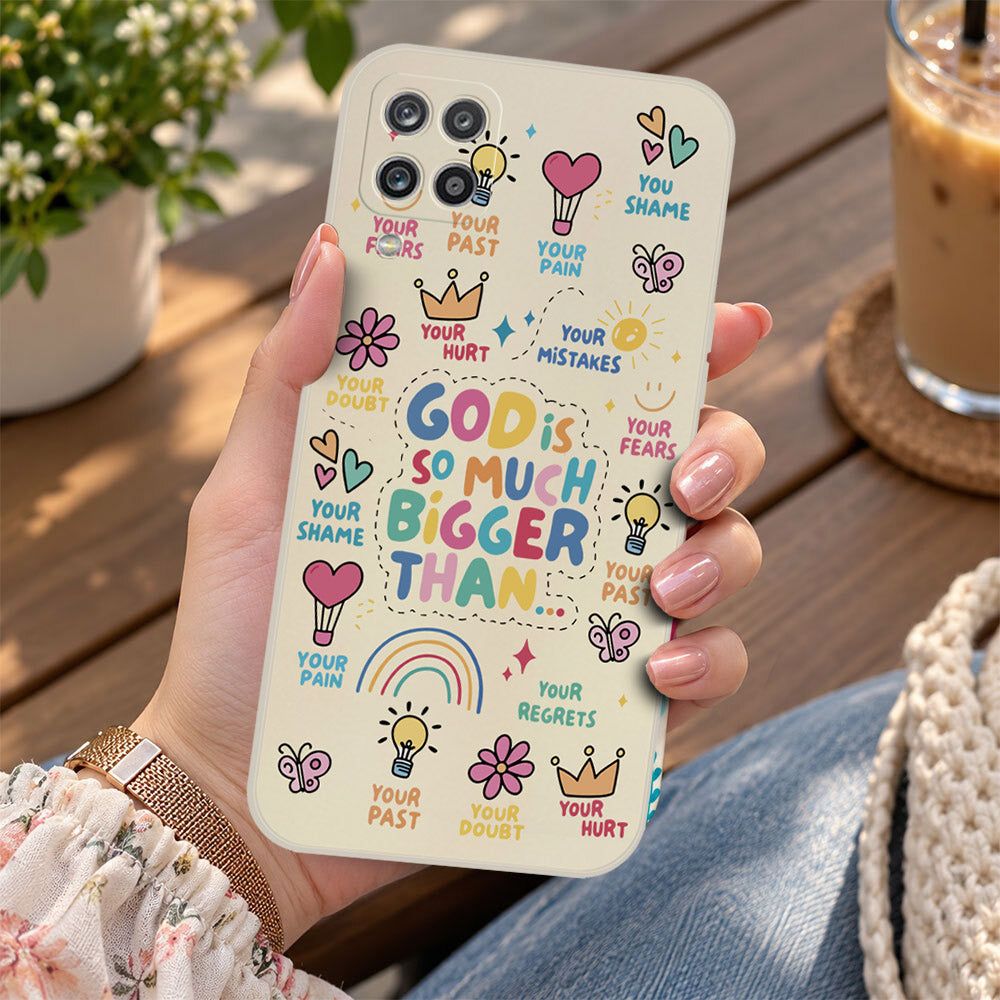 Samsung Galaxy A13 Cover - Off White - D2 - ONation Petal Whismy Series - HQ Liquid Silicone Soft Case