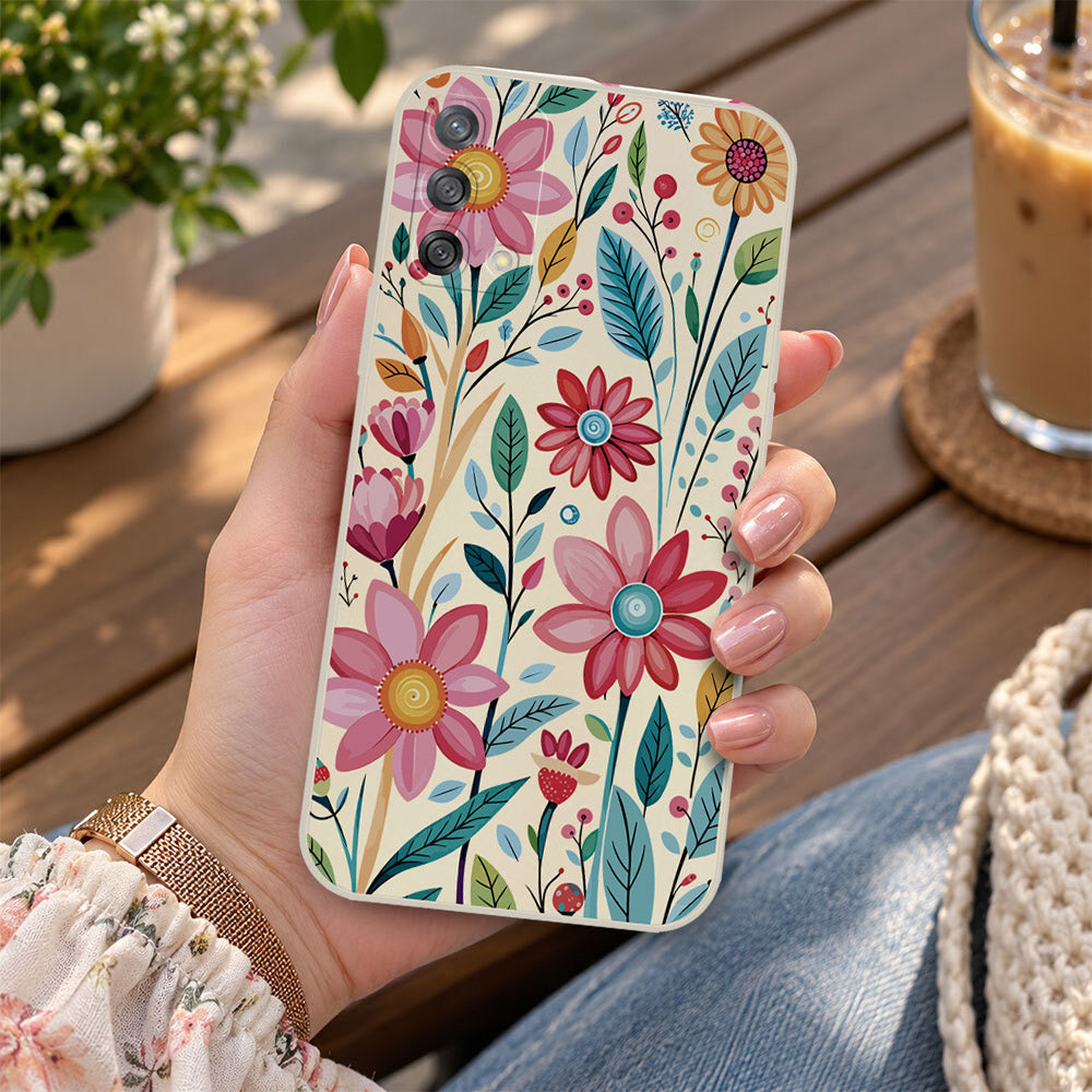 Oppo A76 Cover - Off White - D3 - ONation Petal Whismy Series - HQ Liquid Silicone Soft Case