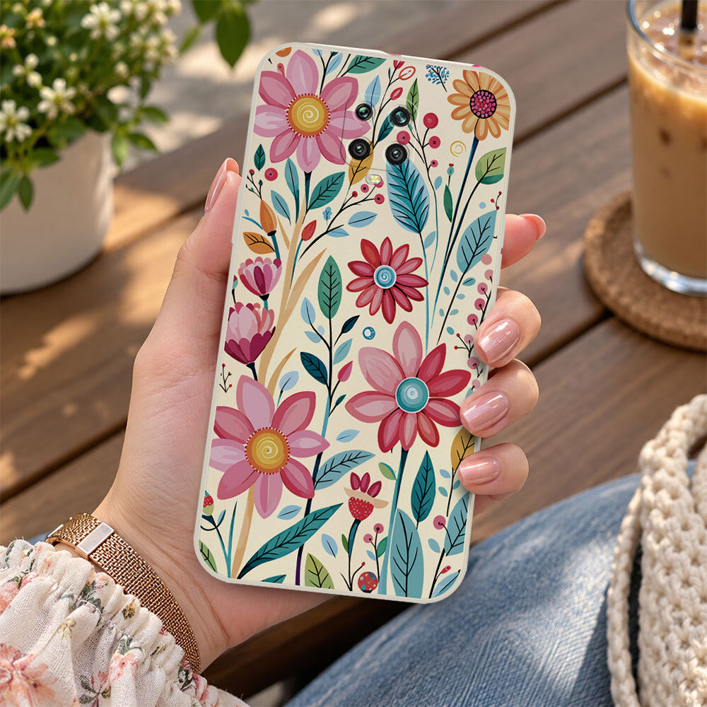 Xiaomi Redmi Note 9 Pro Cover - Off White - D3 - ONation Petal Whismy Series - HQ Liquid Silicone Soft Case