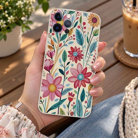 iPhone 12 Pro Cover - Off White - D3 - ONation Petal Whismy Series - HQ Liquid Silicone Soft Case