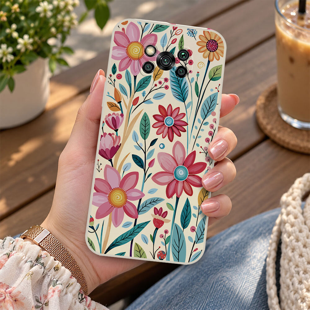 Xiaomi Redmi 9 Cover - Off White - D3 - ONation Petal Whismy Series - HQ Liquid Silicone Soft Case