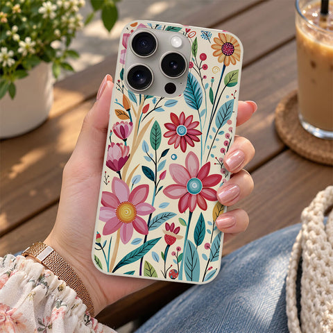 iPhone 15 Pro Max Cover - Off White - D3 - ONation Petal Whismy Series - HQ Liquid Silicone Soft Case
