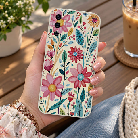 Vivo S10e Cover - Off White - D3 - ONation Petal Whismy Series - HQ Liquid Silicone Soft Case