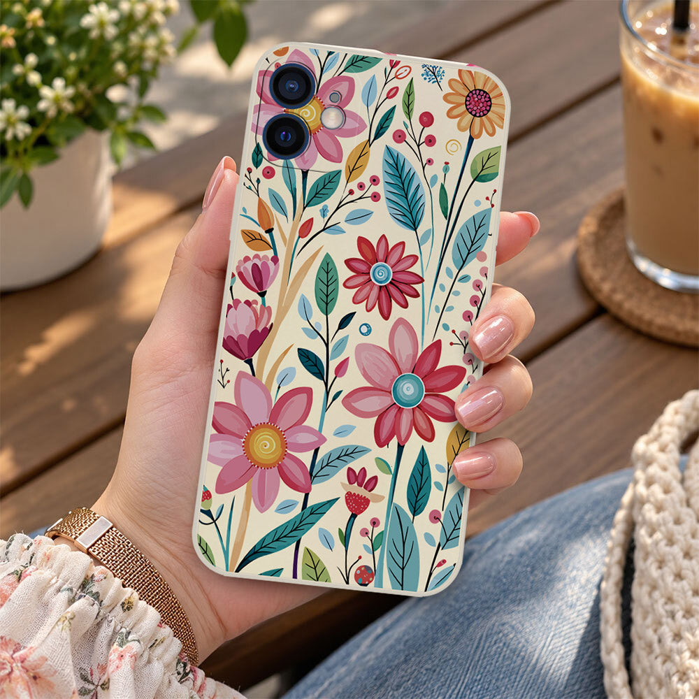 iPhone 12 Mini Cover - Off White - D3 - ONation Petal Whismy Series - HQ Liquid Silicone Soft Case