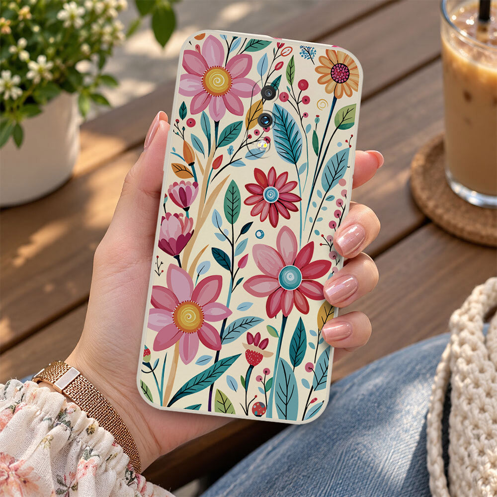 OnePlus 7 Cover - Off White - D3 - ONation Petal Whismy Series - HQ Liquid Silicone Soft Case