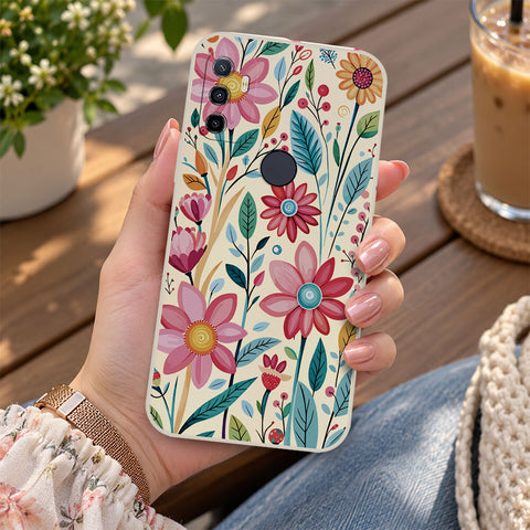 Oppo A32 Cover - Off White - D3 - ONation Petal Whismy Series - HQ Liquid Silicone Soft Case