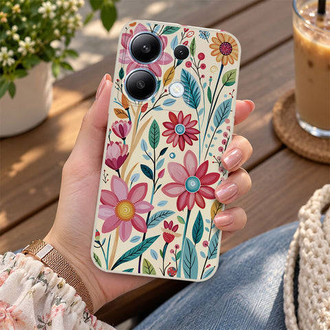 Xiaomi Redmi Note 13 Pro 4G Cover - Off White - D3 - ONation Petal Whismy Series - HQ Liquid Silicone Soft Case