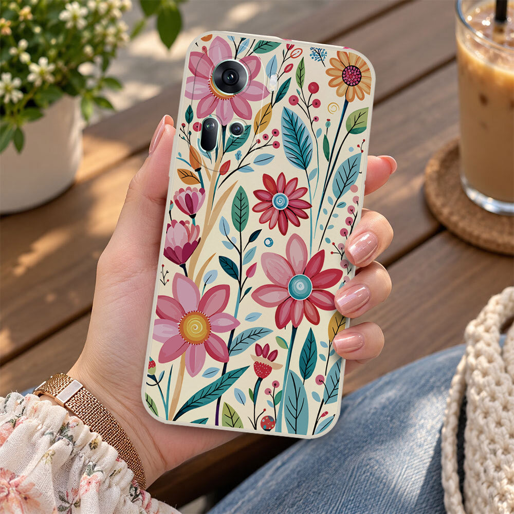 Oppo Reno 11 5G Cover - Off White - D3 - ONation Petal Whismy Series - HQ Liquid Silicone Soft Case