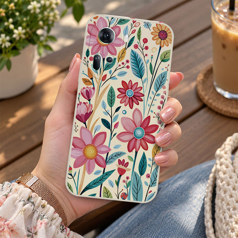 Oppo Reno 11 5G Cover - Off White - D3 - ONation Petal Whismy Series - HQ Liquid Silicone Soft Case