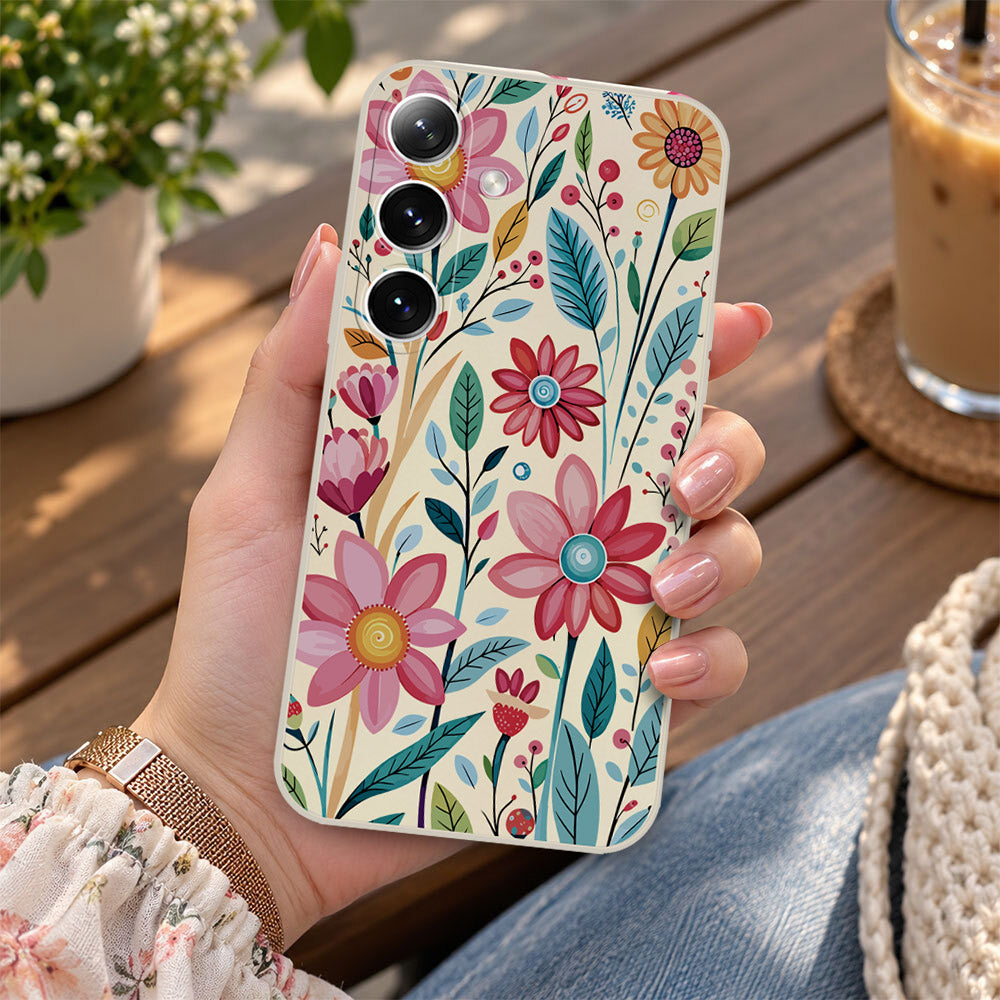 Samsung Galaxy A16 Cover - Off White - D3 - ONation Petal Whismy Series - HQ Liquid Silicone Soft Case