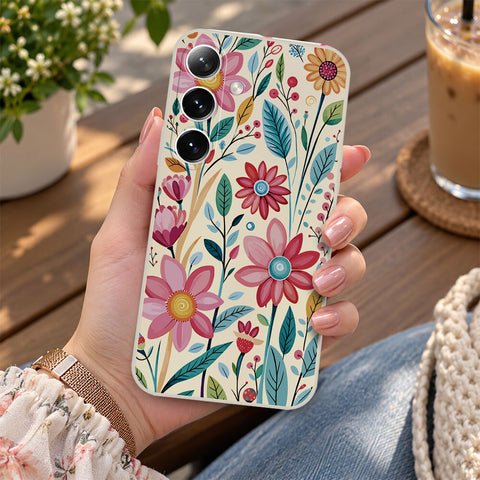 Samsung Galaxy A16 Cover - Off White - D3 - ONation Petal Whismy Series - HQ Liquid Silicone Soft Case