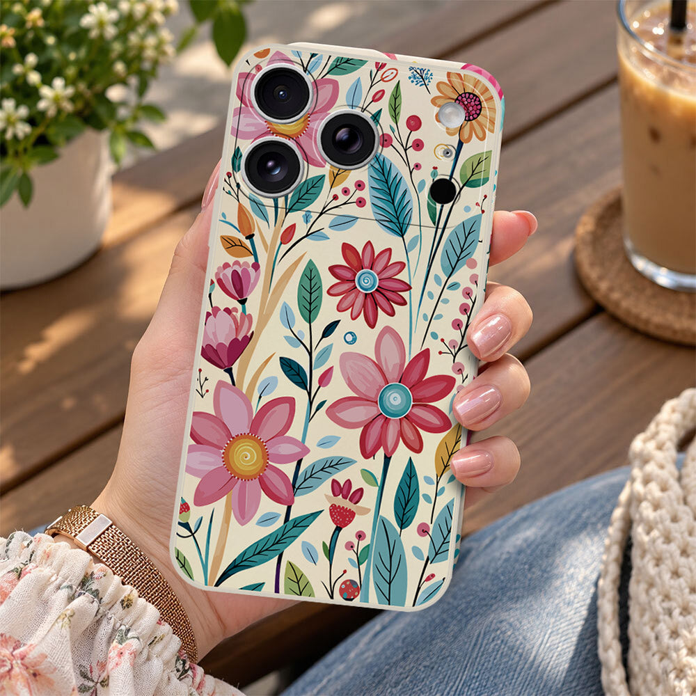 iPhone 17 Pro Max Cover - Off White - D3 - ONation Petal Whismy Series - HQ Liquid Silicone Soft Case