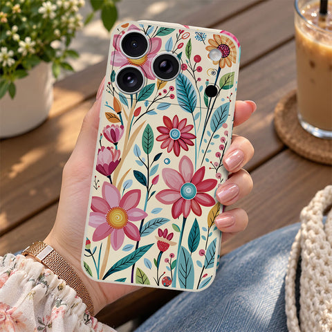 iPhone 17 Pro Max Cover - Off White - D3 - ONation Petal Whismy Series - HQ Liquid Silicone Soft Case
