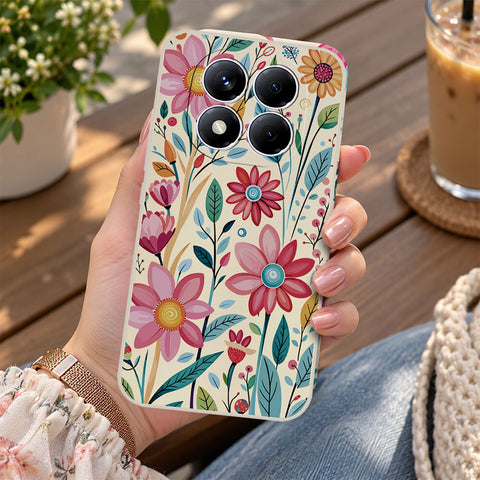 Xiaomi Redmi Note 14 Pro 4G Cover - Off White - D3 - ONation Petal Whismy Series - HQ Liquid Silicone Soft Case