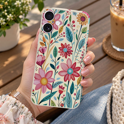 iPhone 17 Cover - Off White - D3 - ONation Petal Whismy Series - HQ Liquid Silicone Soft Case