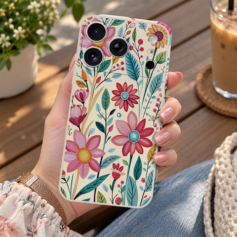 iPhone 17 Pro Cover - Off White - D3 - ONation Petal Whismy Series - HQ Liquid Silicone Soft Case