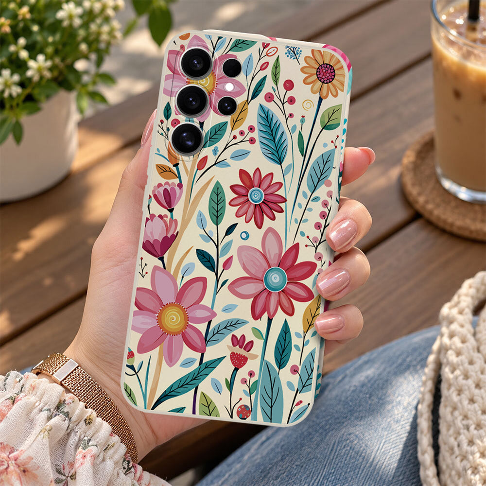 Samsung Galaxy S26 Ultra Cover - Off White - D3 - ONation Petal Whismy Series - HQ Liquid Silicone Soft Case