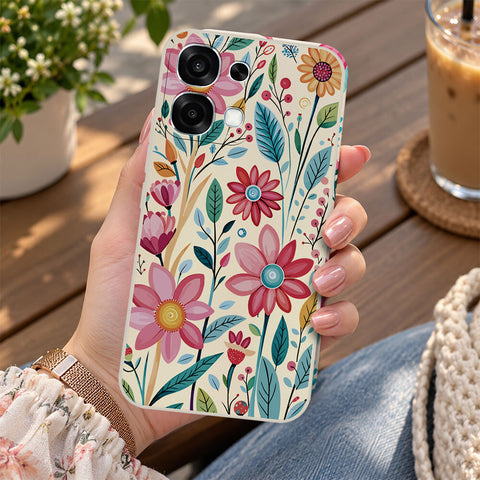 Oppo F31 Cover - Off White - D3 - ONation Petal Whismy Series - HQ Liquid Silicone Soft Case