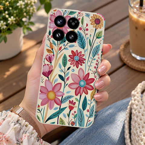 Xiaomi 15 Cover - Off White - D3 - ONation Petal Whismy Series - HQ Liquid Silicone Soft Case
