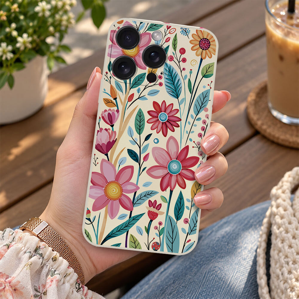 iPhone 16 Pro Max Cover - Off White - D3 - ONation Petal Whismy Series - HQ Liquid Silicone Soft Case